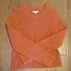 Madewell Rust Ribbed Crew Neck Sweater